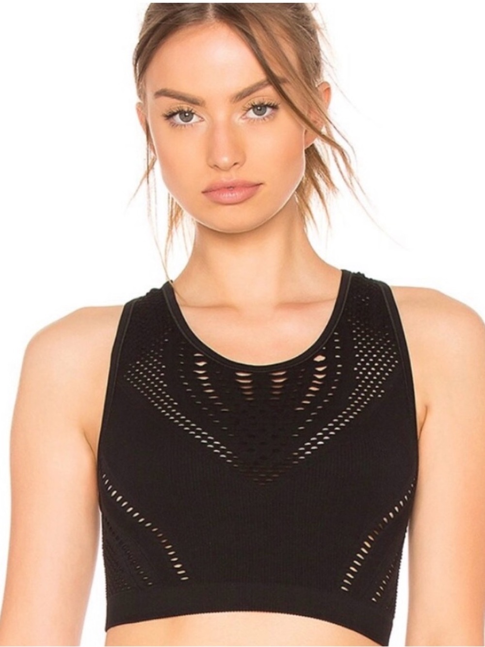 Alo Yoga Lark Crop Tank Black Seamless Racerback
